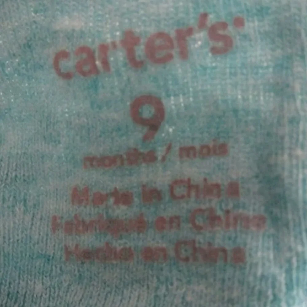Carters One Piece Bodysuit Infant Girls Size‎ 9M Blue Long Sleeve Crew Neck Snap